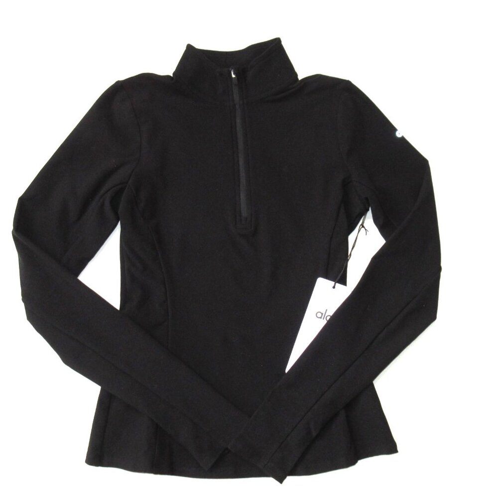 ALO Yoga Black Half-Zip Long Sleeve Top